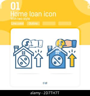 Home loan planning premium modern icon on isolated on white background. Vector illustration hand and home symbol design template for property, rent Stock Vector