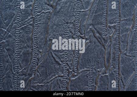 Black, artificial, ribbed, fluted leather on surface. Background or texture for design Stock Photo