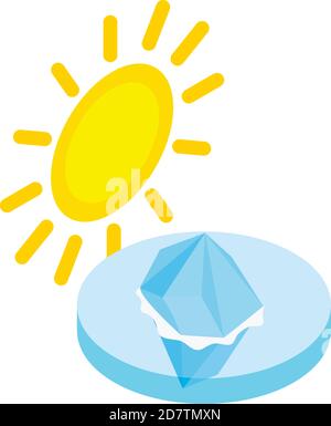 Melting iceberg icon. Isometric illustration of melting iceberg vector icon for web Stock Vector