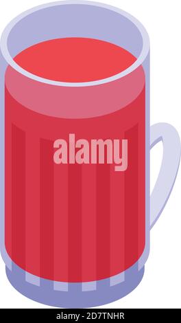 Red tea mug icon. Isometric of red tea mug vector icon for web design isolated on white background Stock Vector