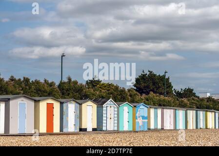 Bognor Regis, September 10th 2020: Colourful beach huts at Bognor Regis Stock Photo