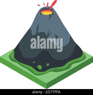Volcano eruption icon. Isometric of volcano eruption vector icon for web design isolated on white background Stock Vector