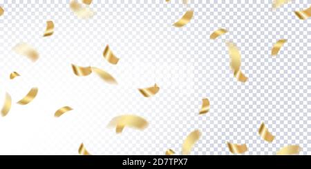 Falling realistic shiny golden tiny confetti isolated on transparent ...