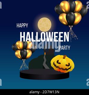 Halloween sale or party event with pumpkin Stock Vector
