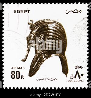 MOSCOW, RUSSIA - OCTOBER 9, 2020: Postage stamp printed in Egypt shows Toutankamon, Definitives (1993-94) serie, circa 1993 Stock Photo