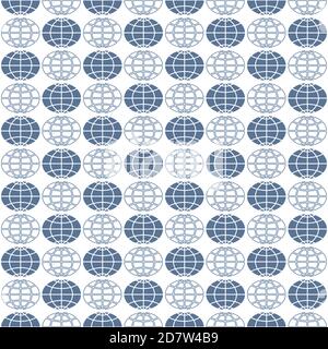 Seamless pattern of the abstract contour and silhouette globes Stock Vector