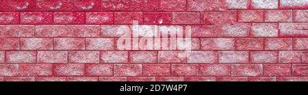 Pink brick wall texture.Cracked empty background. Grunge sweet wallpaper. Vintage stonewall. web panorama banner with copy space. Stock Photo