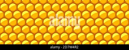 Seamless hexagonal pattern of yellow honeycomb cells Stock Vector