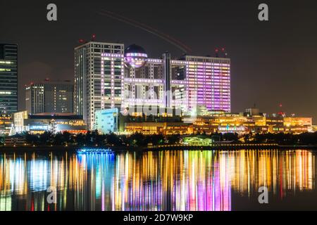 TOKYO, JAPAN - NOV 14,2016 :The headquarters of Fuji Television, one of Japan's private, nationwide TV stations. Stock Photo