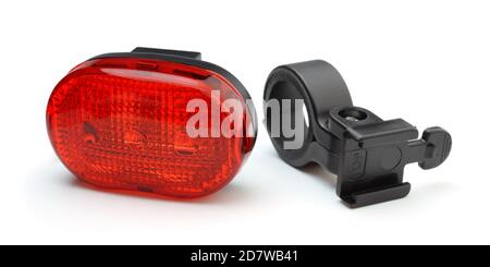 Tail plastic bicycle light isolated on white. Stock Photo