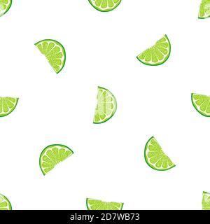 Illustration on theme big colored seamless green lime, bright fruit pattern for seal. Fruit pattern consisting of beautiful seamless repeat lime. Simp Stock Vector