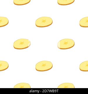 Illustration on theme of bright pattern brown potato, vegetable batat for seal. Vegetable pattern consisting of beautiful potato, many batat. Simple c Stock Vector