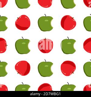 Illustration on theme big colored seamless apple, bright fruit pattern for seal. Fruit pattern consisting of beautiful seamless repeat apple. Simple c Stock Vector