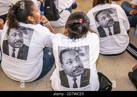 Miami Florida,Non Violence Project USA,student students anti drug nonprofit association,Martin Luther King Jr. Day teen teens teenager teenagers wear Stock Photo