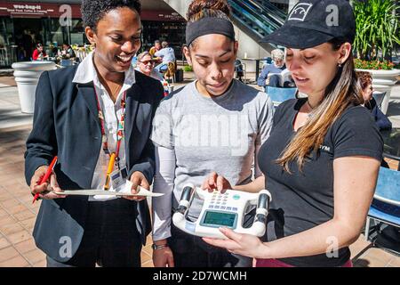 Miami Florida,Mayor's Health & Fitness Challenge,free body fat measurement,Black teen girl woman, Stock Photo