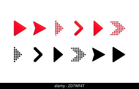 Set of arrows icon. Black and red arrows collection. Vector on isolated white background. EPS 10 Stock Vector