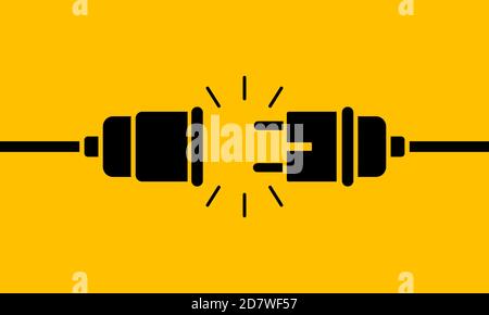 404 error banner. Page not found template with electric plug and socket. Vector on isolated background. EPS 10 Stock Vector