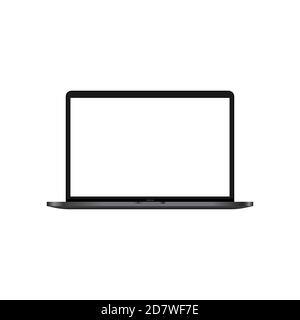 Realistic notebook banner. Laptop screen mockup. Laptop dark gray color. Computer. Vector on isolated white background. EPS 10 Stock Vector
