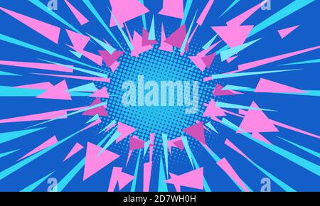 blue pink with arrows colored abstract background 80s style Stock Vector