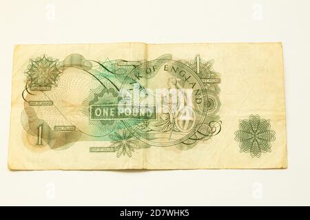One pound sterling bill from the United Kingdom before the Euro. Stock Photo