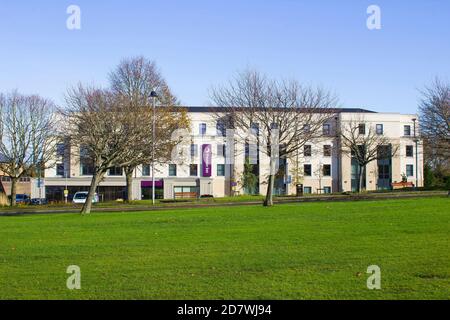 23 October 2020 The new Premier Inn hotel located close to the town hall on the edge of lovely Castle Park in Bangor County Down Northern Ireland. Stock Photo