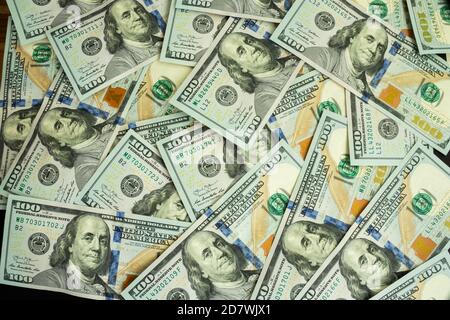 100 Dollars seamless background. High resolution seamless texture. Stock Photo