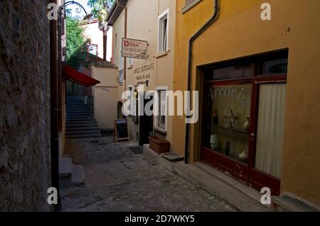 Lugano, Ticino, Switzerland - 17th October 2020 : Beautiful scenic laneway in Gandria. is a famous touristic village near Lugano in Switzerland Stock Photo