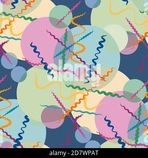 multicolored lines and circles seamless pattern. Stock Photo