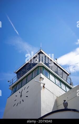 Brighton City Airport (EGKA), also commonly known as Shoreham Airport, is located in West Sussex, England. First airport in England. Stock Photo