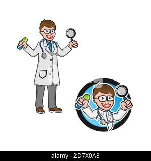 Vector medical icon doctor. Doctor with stethoscope. Medic Illustration in a flat style. Stock Vector