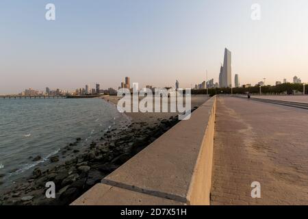KUWAIT; - August 03; 2017: Cornich Kuwait City view from beach Stock Photo