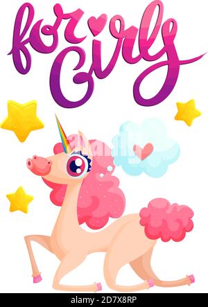 Unicorn poster for girls party Stock Vector
