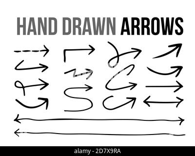 The vector hand drawn arrow icon infographic design material collection set on white background Stock Vector