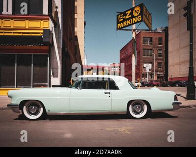 vintage looking photo of the classic Thunderbird car in Detroit Stock Photo