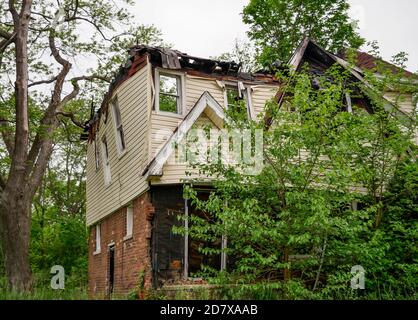 abandoned home in Detroit Stock Photo