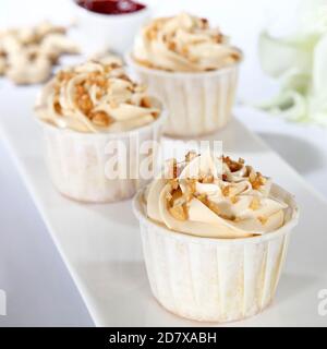 Vanilla Peanut Butter & Raspberry Jam Cupcake Stock Photo