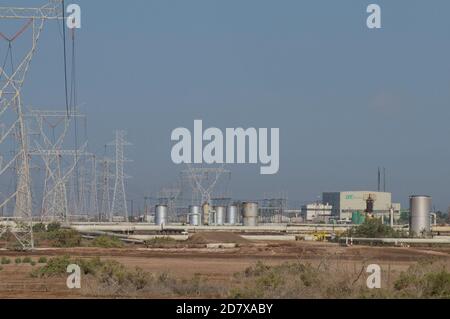 Comision Federal de Electricidad, and its Cerro Prieto geothermal power plant transporting electric energy across the states of Baja California Stock Photo