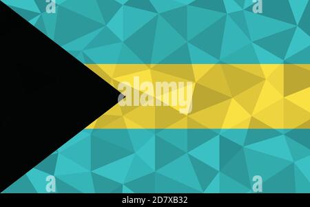 Low poly Bahamas flag vector illustration. Triangular Bahamian flag graphic. Bahamas country flag is a symbol of independence. Stock Vector