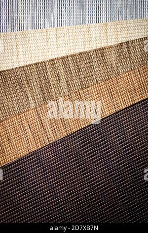 Various natural fabric samples background. Selective focus Stock Photo