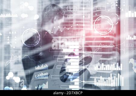 Business modern technology. BI Business intelligence concept on virtual screen. Stock Photo