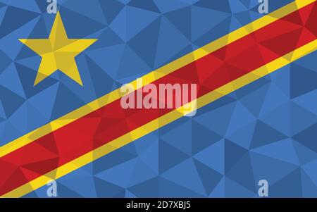 DR Congo flag vector illustration. Triangular Congolese flag graphic. Democratoc Republic of Congo country flag is a symbol of independence. Stock Vector