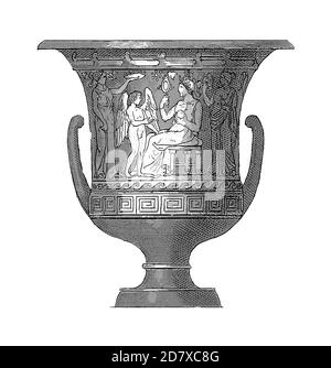 Antique 19th-century engraving of Greek vase. Illustration published in Systematischer Bilder Atlas - Bauwesen, Ikonographische Encyklopaedie der Wiss Stock Photo