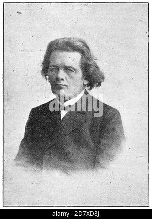 Portrait of Anton Rubinstein - a Russian pianist, composer and conductor, founded the Saint Petersburg Conservatory. Illustration of the 19th century. White background. Stock Photo