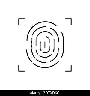 fingerprint scanner line icon, outline symbol, vector illustration ...