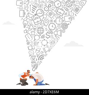 Mentoring concept. Giving advice for career success. Guidance in business. Support and motivation. Isolated flat vector illustration Stock Vector