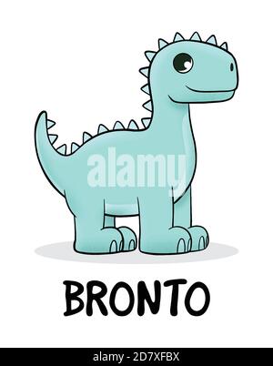Cute baby Brontosaurus standing. Vector illustration for t shirt design, print, poster, icon, web, graphic designs. Stock Vector