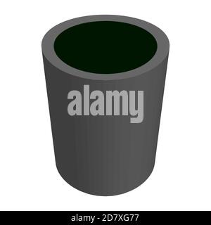 Isometric street trash can made of concrete isolated on white. The waste bin tapers towards the bottom. Vector EPS10. Stock Vector