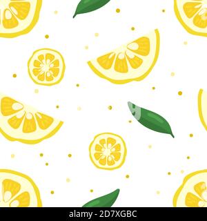 Yuzu japanese citron fruit seamless pattern vector illustration isolated on white background. Stock Vector