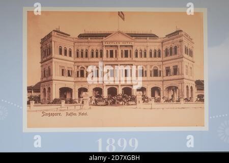 A late 19th century view of the iconic Raffles Hotel in Singapore Stock Photo