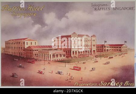 A late 19th century view of the iconic Raffles Hotel in Singapore Stock Photo